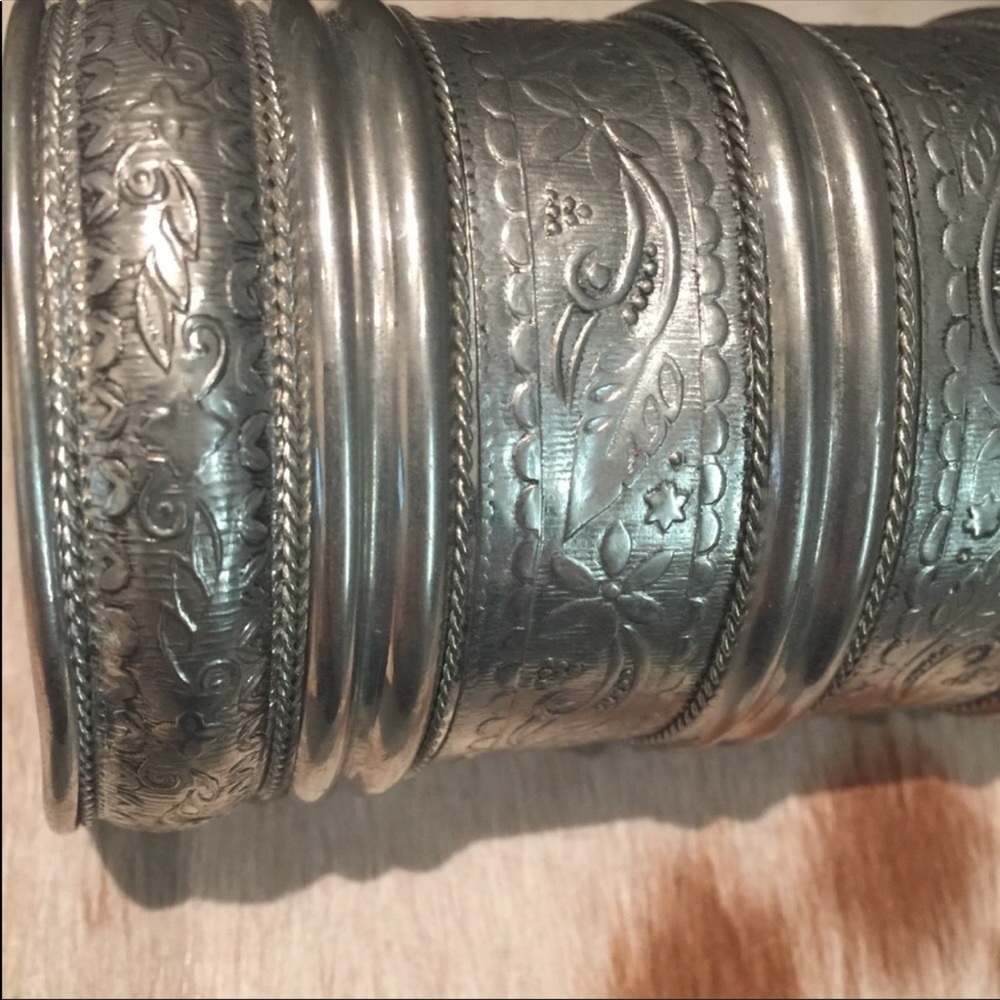 Funky Silvertone Statement Cuff Bracelet - image 3